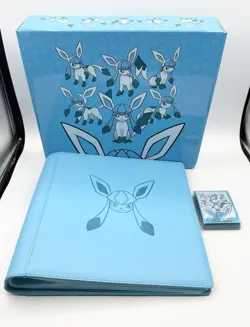 Pokemon Chinese Promo Gift Box Glaceon Eevee GX 480 Slot Card Binder + Sleeves - Image 1