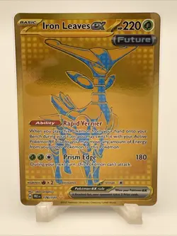 Pokemon TCG Iron Leaves EX Prismatic Evolutions Holo Card 176/131 Gold - Image 1