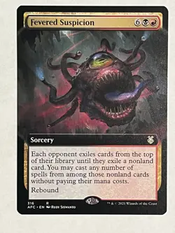 Fevered Suspicion NM Extended Art AFC MTG - Image 1