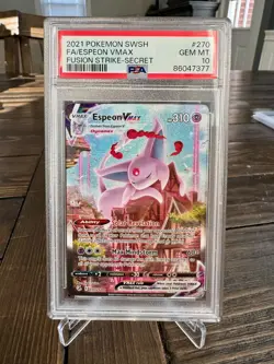 Espeon VMAX (Alternate Art Secret Rare) Pokemon Fusion Strike 270/264 PSA 10 - Image 1