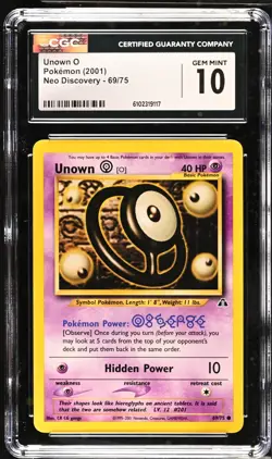 Pokemon 2001 Unown O Neo Discovery 69/75 CGC 10 - Image 1
