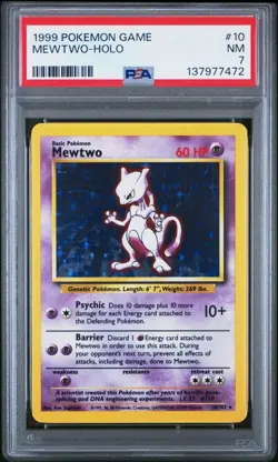 1999 Mewtwo Holo Rare Pokemon Card TCG Base Set 10/102 PSA 7 - Image 1