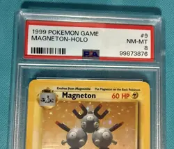 1999 POKEMON BASE SET UNLIMITED #9 MAGNETON HOLO PSA 8 NM - Image 3