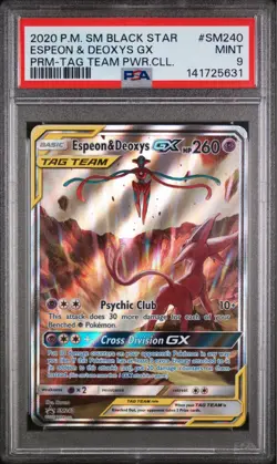 ESPEON & DEOXYS GX 2020 POKEMON SUN & MOON BLACK STAR PROMO SM240 PSA 9 - Image 1