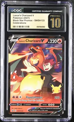 Pokemon 2021 Lance's Charizard V Black Star Promos SWSH133 CGC PRISTINE 10 - Image 1