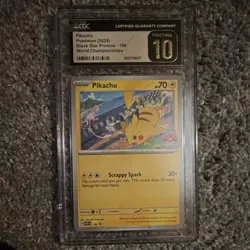 Pokemon Pikachu CGC Pristine 10 Black Star Promo #190 World Championships 2024 - Image 1
