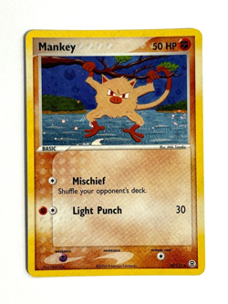 Pokemon TCG Mankey 38/112 Reverse Holo FireRed & LeafGreen SWIRL - Image 1