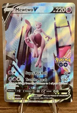 Pokemon TCG Mewtwo V (Alternate Full Art) 072/078 Pokemon GO Holo Mint - Image 1