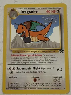Dragonite 5 WB Movie Promo Stamped Rare Vintage Pokemon Card Black Star Promo - Image 1