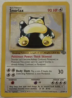 Snorlax Jungle 27/64 Regular 1999-2000 WoTC NM Pokemon Card Non Holo Rare Crease - Image 1
