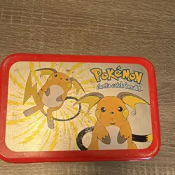 Pokemon Raichu Metal Tin Case for Pokemon TCG Cards - Red & Yellow Storage - Image 3