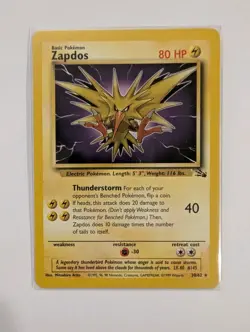 Pokemon TCG WOTC Fossil Zapdos 30/62 Non Holo Rare Unlimited NM - Image 1