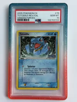 2005 POKEMON EX UNSEEN FORCES REVERSE HOLO TOTODILE PSA 10 - Image 1