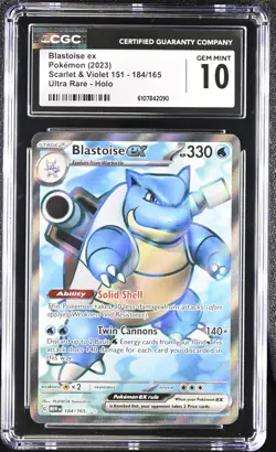 Pokemon 2023 Blastoise ex Scarlet & Violet 151 184/165 CGC 10 - Image 1