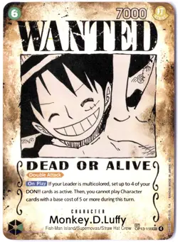 ULTRA RARE ALT ART LOW POP CUSTOM ONE PIECE!!! Monkey D. Luffy HOLOFOIL WANTED - Image 1