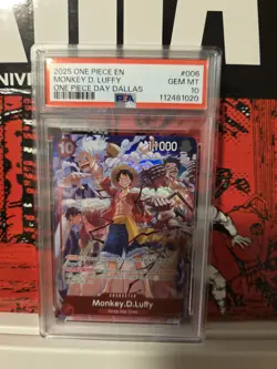 2025 ONE PIECE ST10-006 MONKEY D LUFFY ONE PIECE DAY DALLAS PROMO ENGLISH PSA 10 - Image 1
