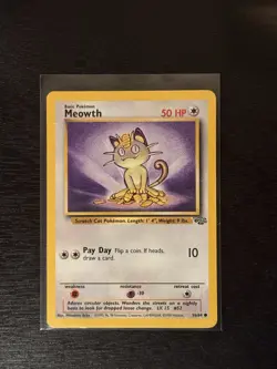 Meowth 56/64 - Jungle Set - Regular Pokemon Card - Lightly Played - Image 1