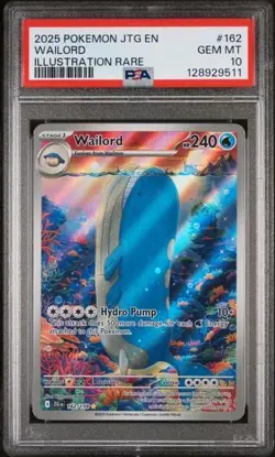 PSA 10 - 2025 POKEMON JTG EN-JOURNEY TOGETHER ILLUSTRATION RARE #162 WAILORD - Image 1