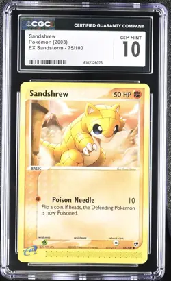 Pokemon 2003 Sandshrew EX Sandstorm 75/100 CGC 10 - Image 1