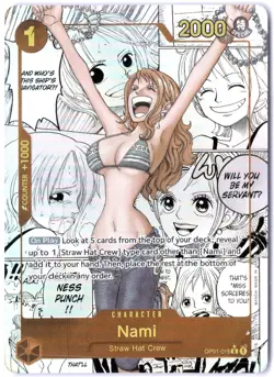 ULTRA RARE MANGA ALT ART LOW POP CUSTOM ONE PIECE!!! Nami HOLOFOIL - Image 1