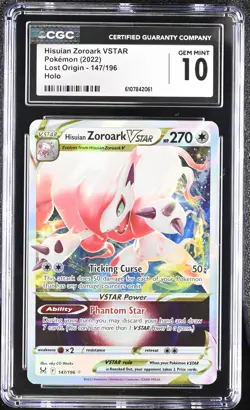 Pokemon 2022 Hisuian Zoroark VSTAR Lost Origin 147/196 CGC 10 - Image 1