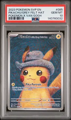 2023 POKEMON SVP EN-SV BLACK STAR PROMO #085 PIKACHU WITH GREY FELT HAT PSA 10 - Image 1