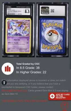 2013 Pokemon TCG Legendary Treasures Mewtwo Rare Holo 53/113 CGC 8.5 - Image 4
