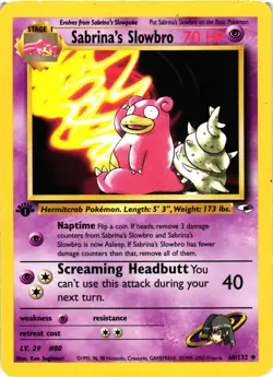 Pokemon TCG Sabrina's Slowbro Gym Heroes 60/132 Regular 1st Edition Uncommon DMG - Image 1