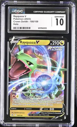 Pokemon 2023 Rayquaza V Crown Zenith 100/159 CGC 10 - Image 1