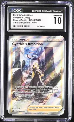 Pokemon 2023 Cynthia's Ambition Crown Zenith GG60/GG70 CGC 10 - Image 1