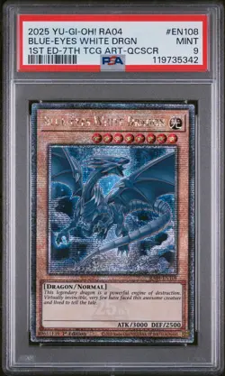 2025 YU-GI-OH! RA04-QUARTER CENTURY STAMPEDE #EN108 BLUE-EYES WHITE DRAGON PSA 9 - Image 1