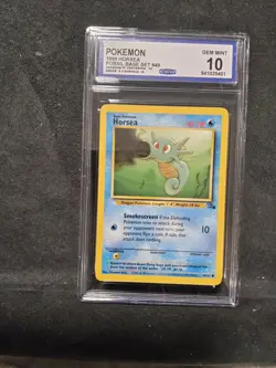 Pokemon 1999 Horsea Fossil #49/62 Basic CCG Gem Mint 10 English Vintage Card - Image 1
