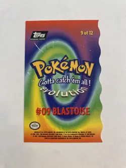 Topps Pokemon Evolution Card - #09 Blastoise, Rare, Blue Logo, Die-cut - Image 2