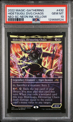 PSA 10 MTG Hidetsugu, Devouring Chaos Neon Ink Yellow Foil Kamigawa NEOn Dynasty - Image 1