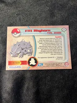 Pokemon Card - Rhyhorn #111 Topps Series 2 Holo Foil - Image 2