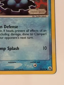 Pokemon Card - Clamperl 51/92 TCG EX Legend Maker Reverse Holo Stamped MP - Image 4