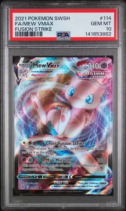 2021 POKEMON SWORD & SHIELD FUSION STRIKE #114 FULL ART/MEW VMAX PSA 10 - Image 1