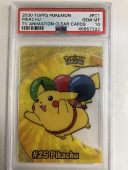 2000 Topps Pokemon Pikachu TV Animation Clear Cards Gem Mint #PC1 PSA 10 - Image 5
