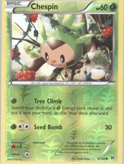 Chespin (9) Reverse Holo Pokemon tcg XY - BREAKthrough #9/162 - Image 1