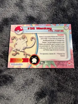 Mankey Pokemon Card Foil Topps #56 TV Animation Edition Black Logo - Image 2