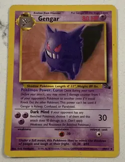 GENGAR 20/62 Fossil Unlimited Non Holo Rare Card Pokemon TCG WOTC NM/LP - Image 1