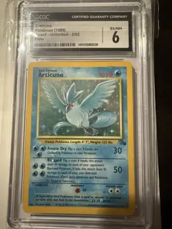 CGC 6 Articuno - Fossil 2/62 Holo Rare - EX/NM - Pokemon TCG - Image 1