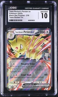 Pokemon 2025 Team Rocket's Persian ex Black Star Promos 218 CGC 10 - Image 1