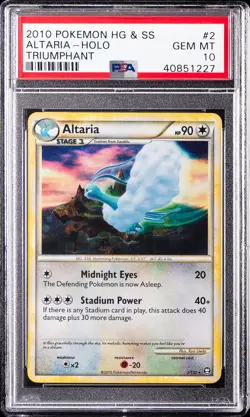 2010 POKEMON HEARTGOLD & SOULSILVER TRIUMPHANT #2 ALTARIA-HOLO PSA 10 - Image 1