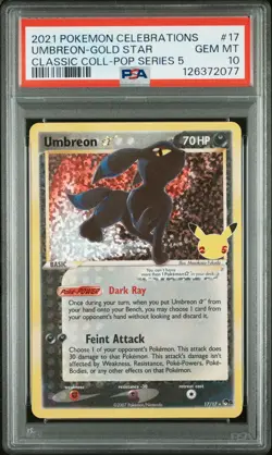 2021 POKEMON CELEBRATIONS CLASSIC COLL #17 UMBREON-GOLD STAR PSA 10 - Image 1