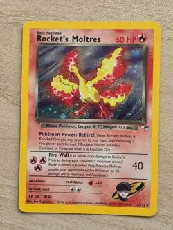 Pokemon TCG Rockets Moltres Holo Rare Card 12/132 Gym Heroes 1999-2000 - Image 1