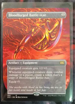 Bloodforged Battle-Axe BORDERLESS 392 Double Masters 2022 2X2 MINT MTG - Image 1