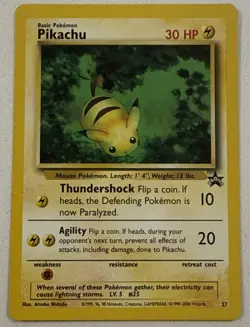 1999 Pokemon Promo Pikachu Card 27- Vintage WOTC Black Star Promo Never Played. - Image 1