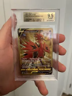 2022 Pokemon BGS 9.5 Galarian Zapdos V SCR Brilliant Stars #182 - Image 1