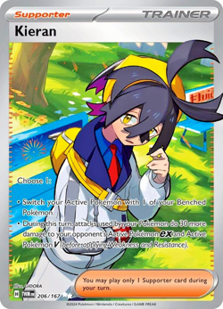 Pokemon TCG Kieran 206/167 Twilight Masquerade Ultra Rare Full Art Holo - Image 1